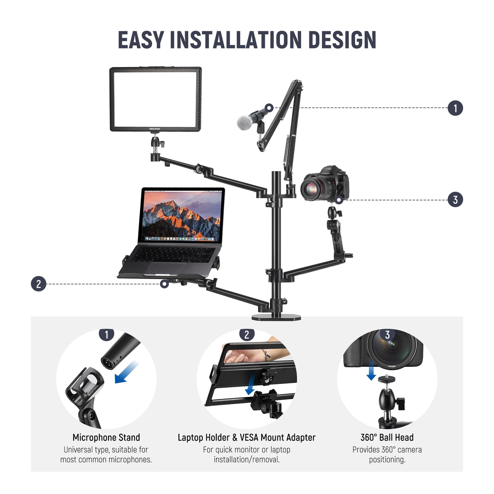 2026 NEEWER DS007 Dudukan Kame - Photography Lighting Rig ulasan dan harga