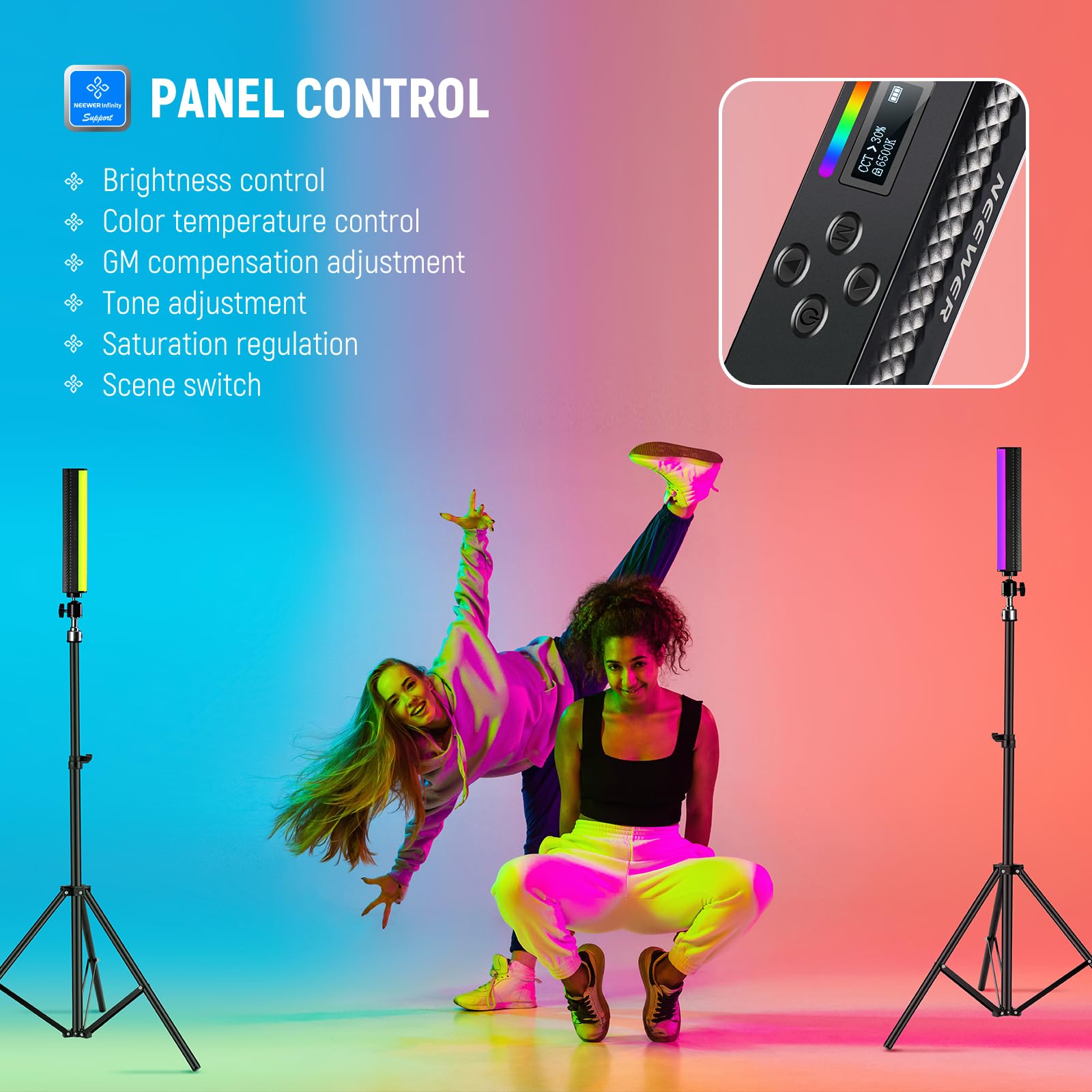 Tongkat Lampu RGB NEEWER denga - Photography Lighting App ulasan dan harga